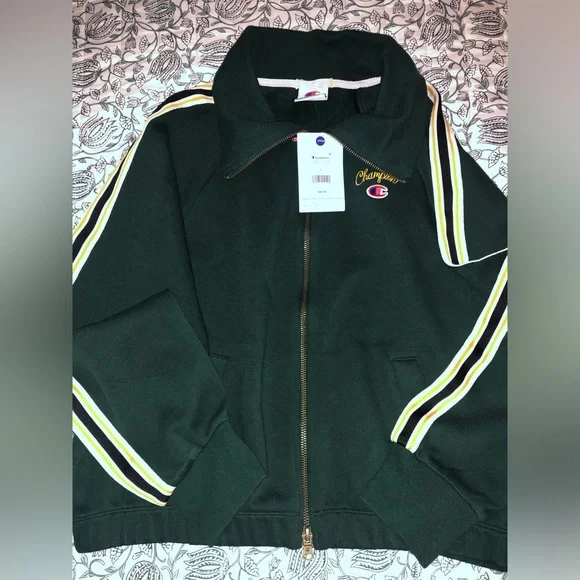 Champion Dark Green Wide-Leg Track Pants with Side Stripe - Picture 3 of 6